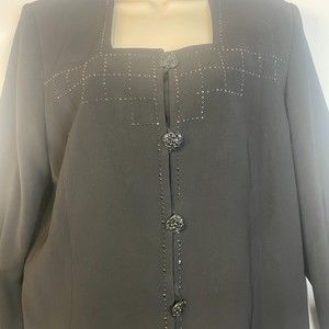 Moshita Couture black rhinestone blazer jacket size 18